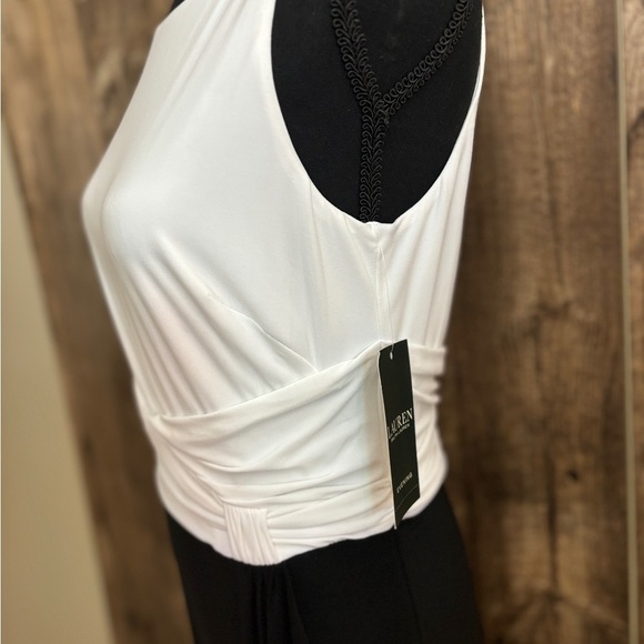 NEW Lauren Ralph Lauren Evening Jersey Black/White Dress with Drape/Slit Size 8 - Picture 15 of 16